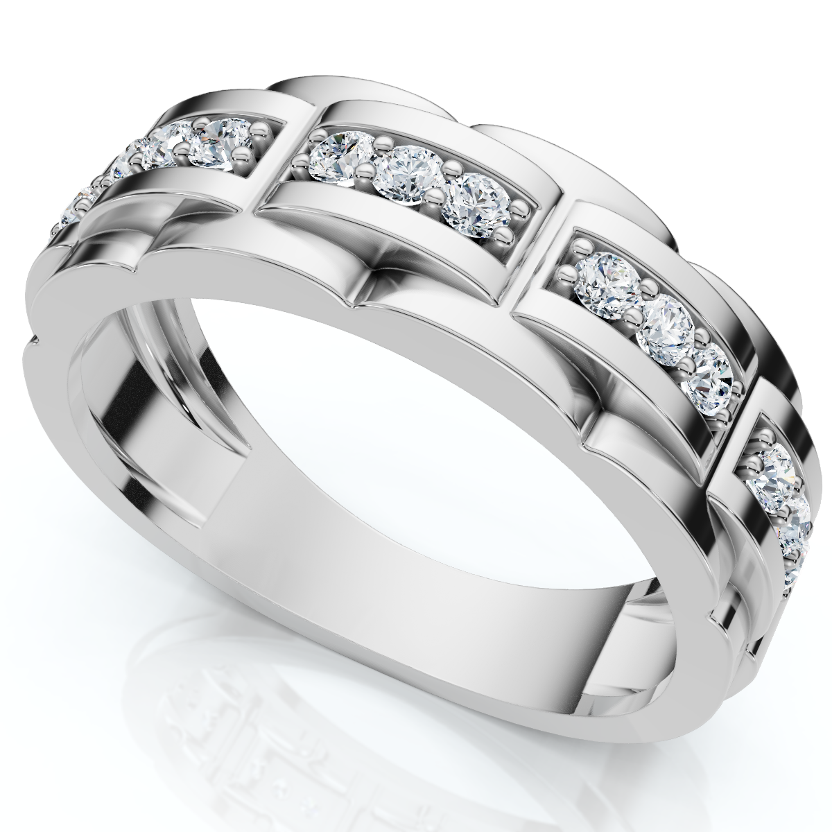 VS .54Ct Mens Natural Diamond Wedding Ring 14k White Gold Anniversary Band