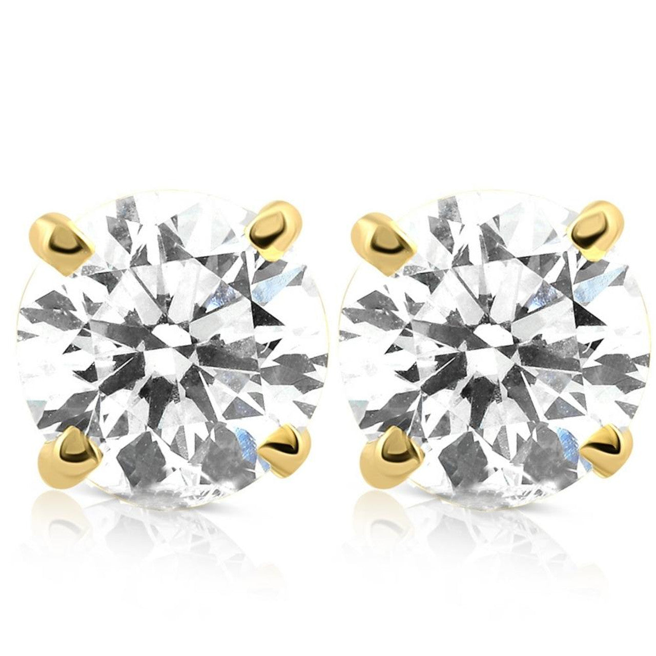 1 1/4 Ct Diamond Screw Back Studs 14k Yellow Gold Lab Grown