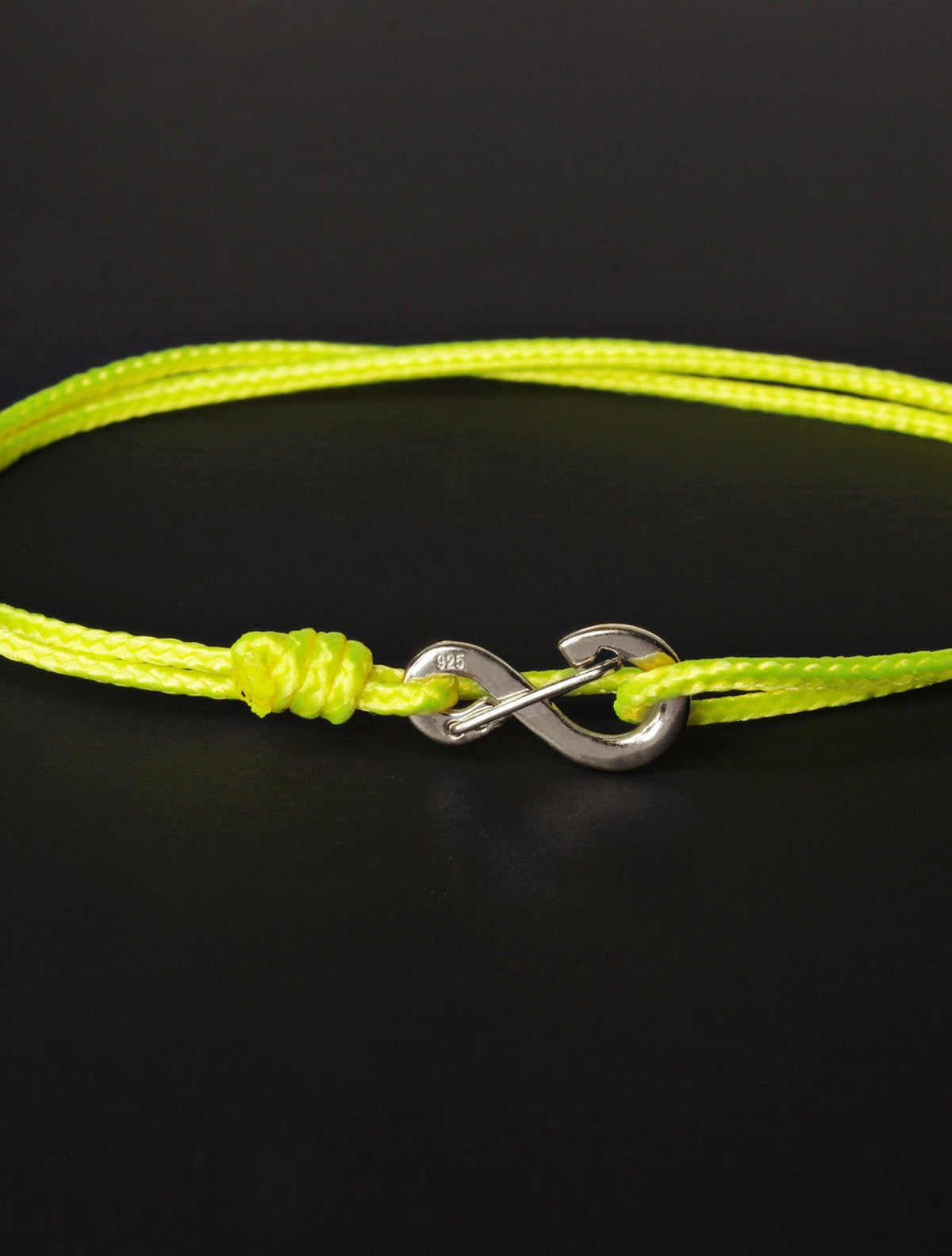 FINAL SALE Infinity Bracelet - Neon Yellow cord men's bracelet with silver clasp