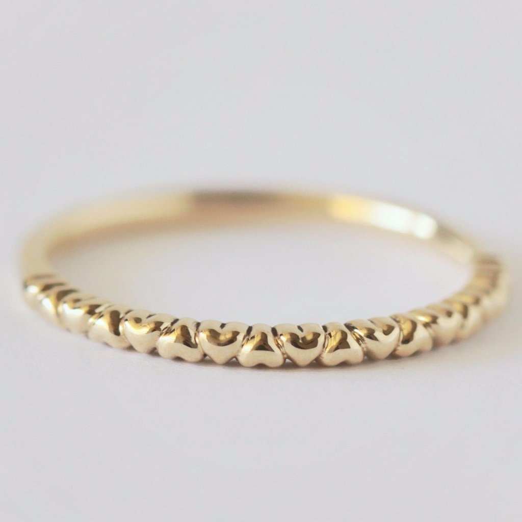 Heart eternity wedding ring in 14k yellow gold