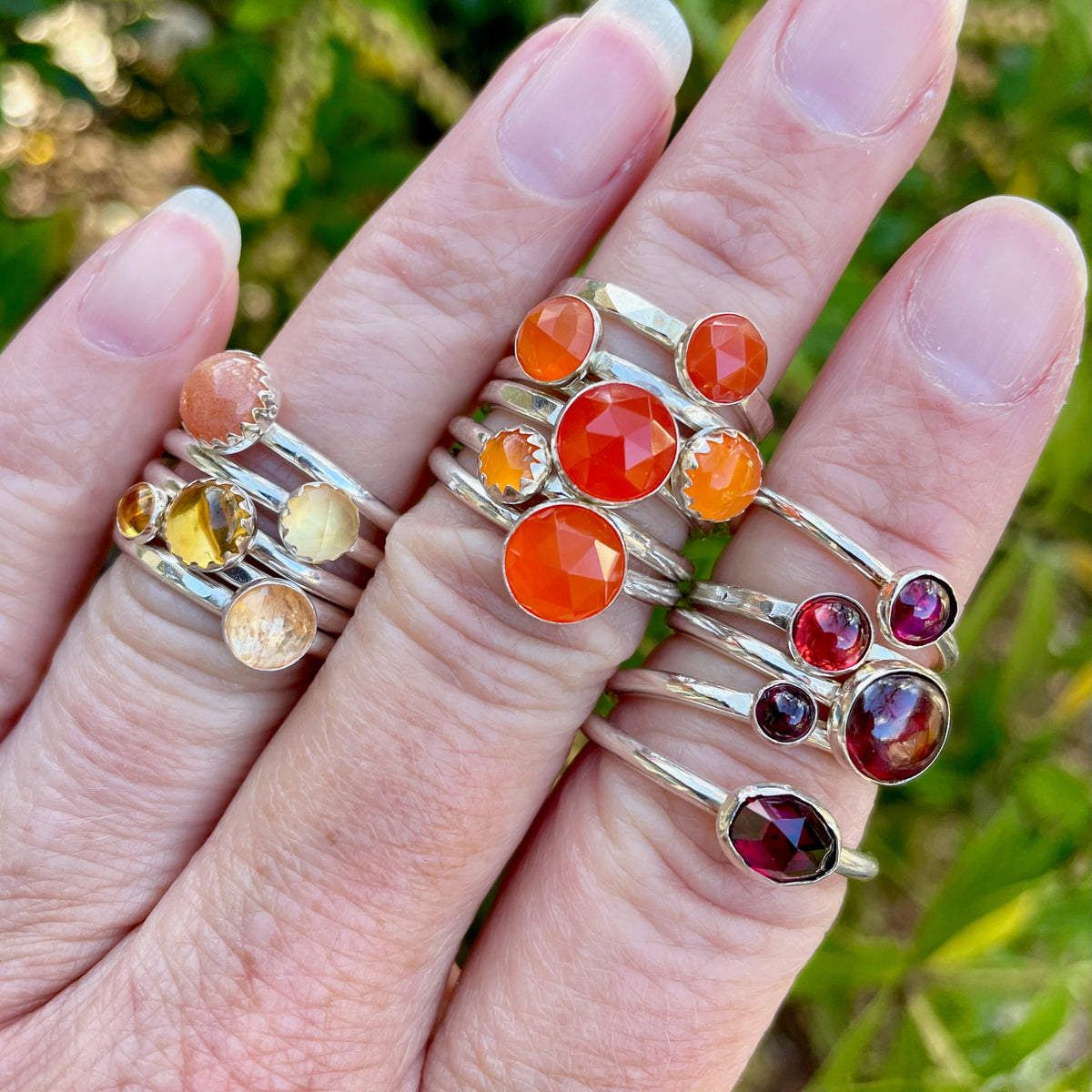Sterling Silver Oregon Sunstone Stacking Ring | Dainty Peachy Pink Ring | PNW Gemstone