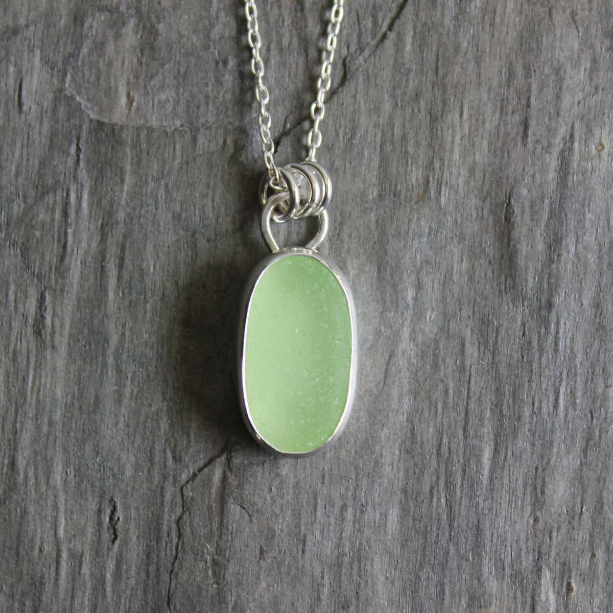 Pale Yellow Uranium UV Sea Glass Necklace • Sterling Silver • Handmade • Beach Jewelry For Her