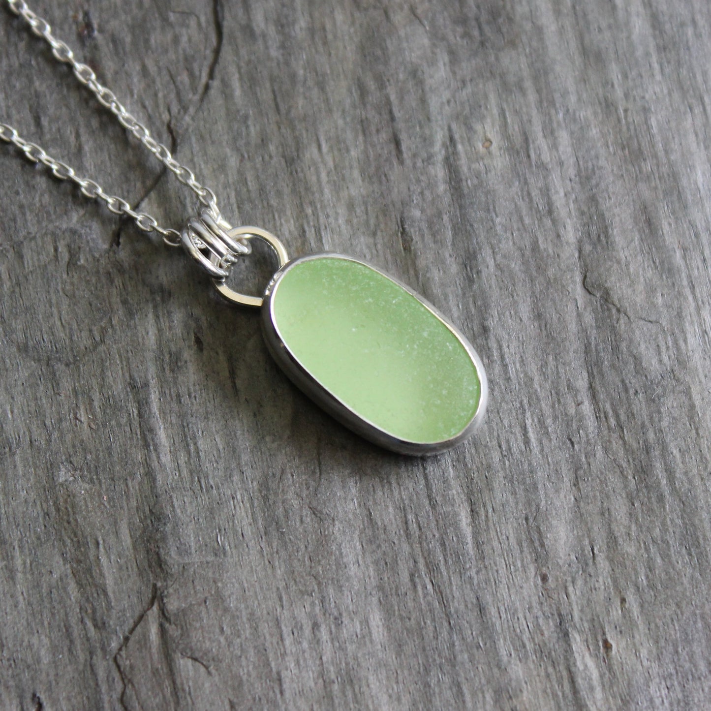 Pale Yellow Uranium UV Sea Glass Necklace • Sterling Silver • Handmade • Beach Jewelry For Her