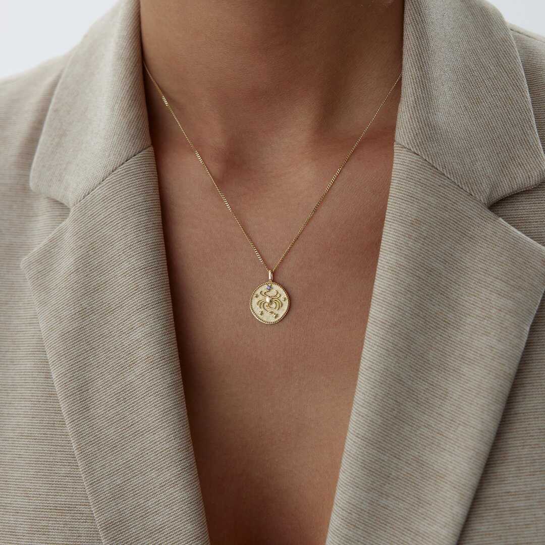14k Gold Cancer Zodiac Necklace
