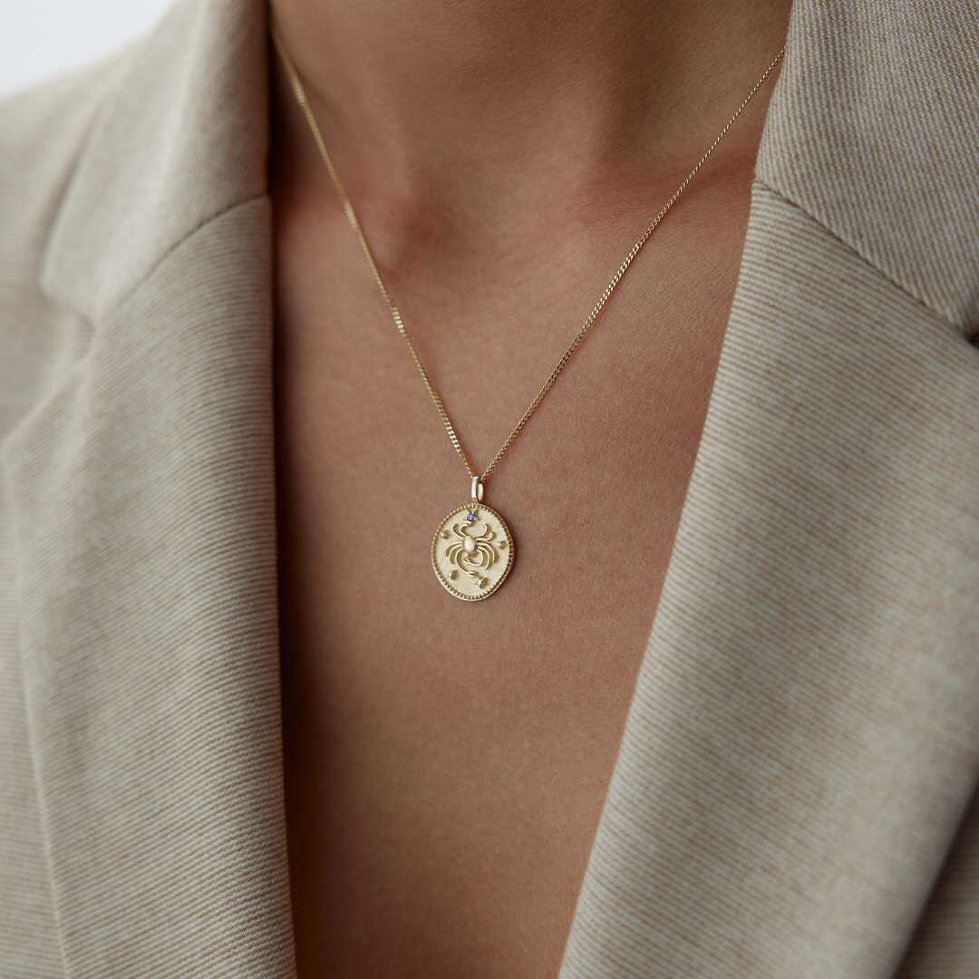 14k Gold Cancer Zodiac Necklace