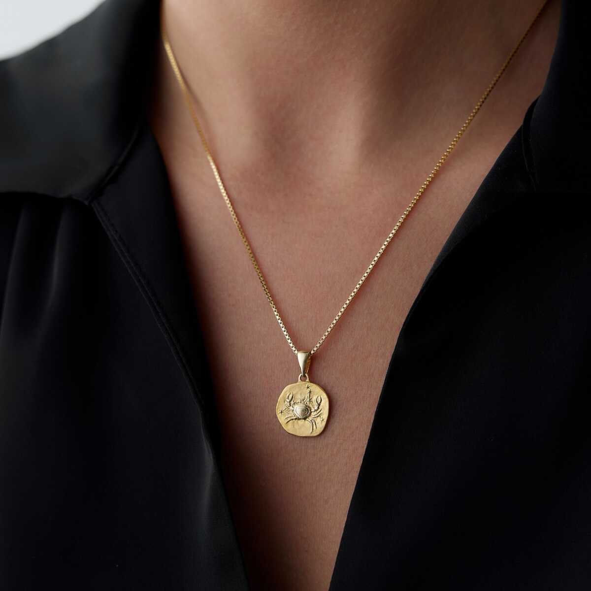 14k Gold Cancer Zodiac Necklace