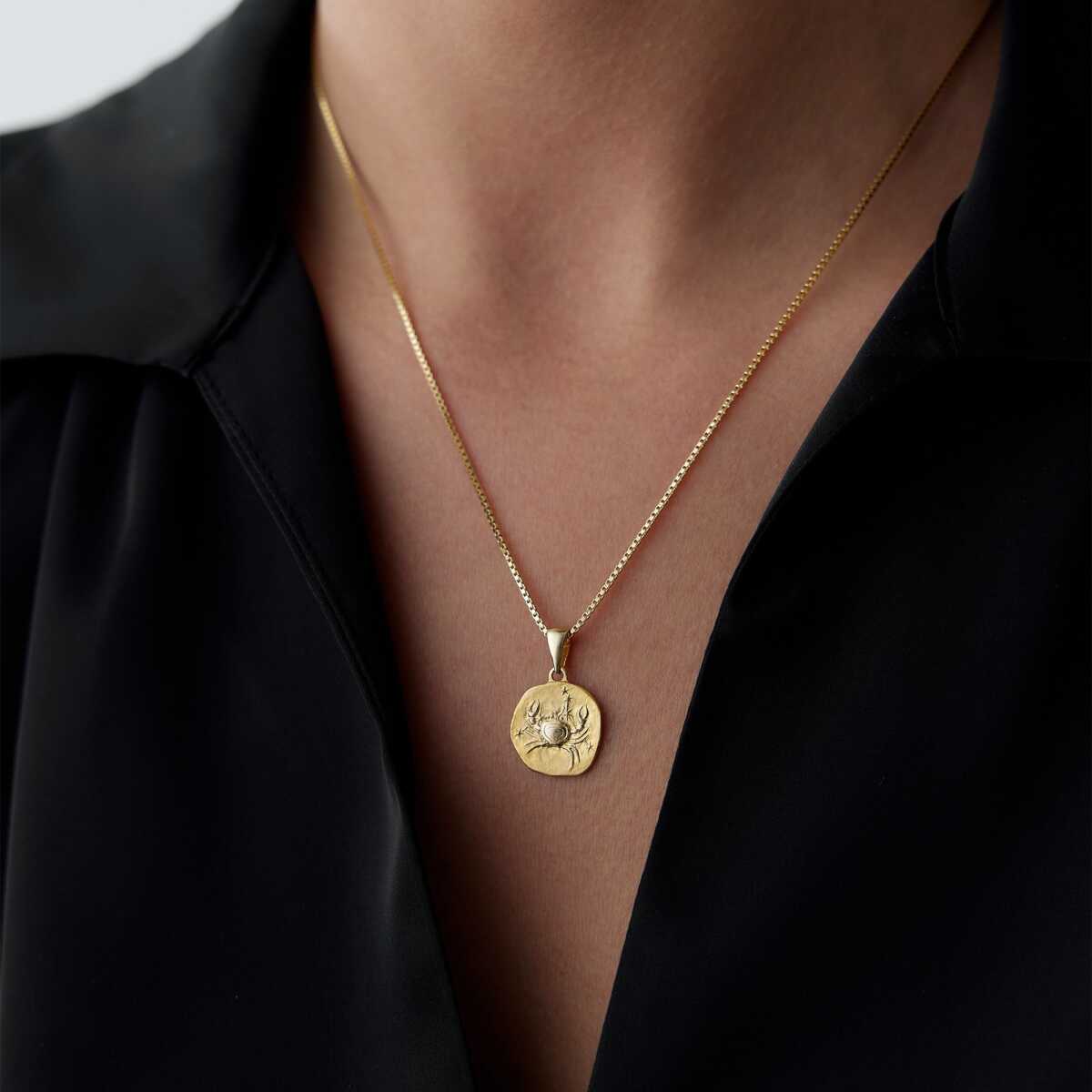 14k Gold Cancer Zodiac Necklace