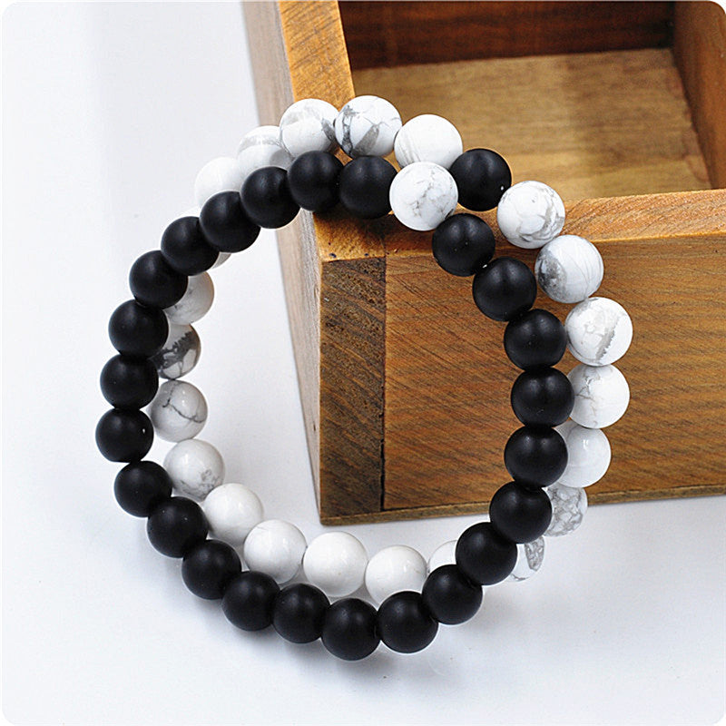 Yin and Yang Bead Bracelet Set