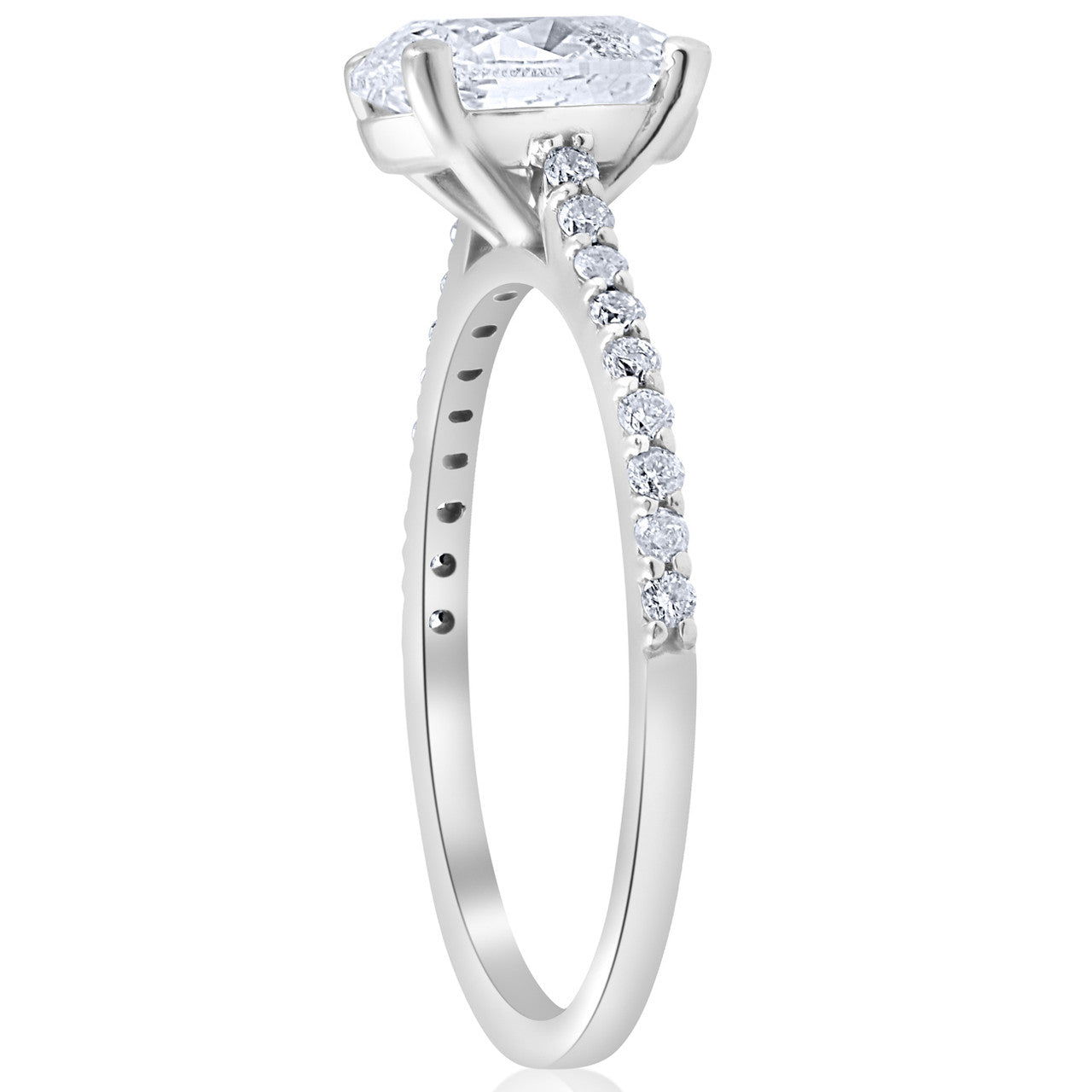 1.20Ct Oval Diamond Engagement Ring with Side Stones 14k White Gold lab Grown