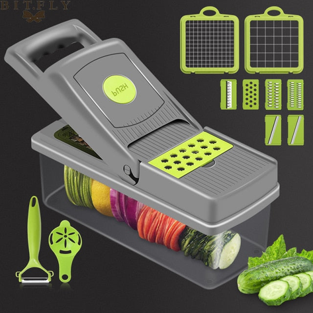 14Pcs Vegetable Cutter Multifunctional Mandoline Slicer Fruit Potato Peeler