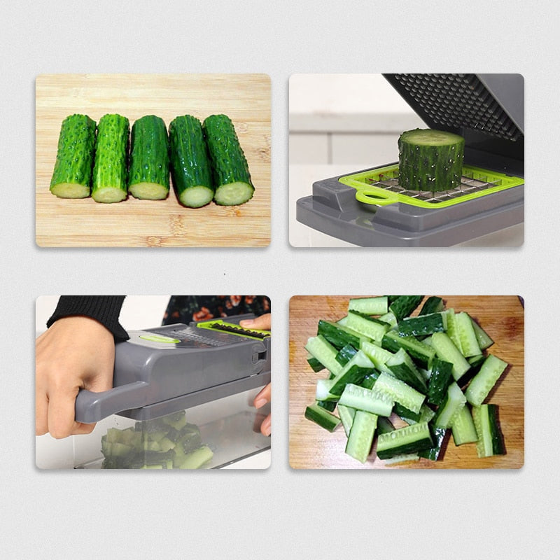 14Pcs Vegetable Cutter Multifunctional Mandoline Slicer Fruit Potato Peeler