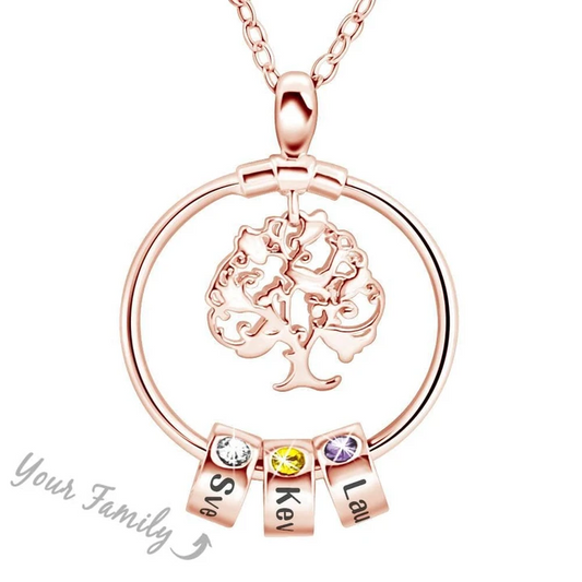 Best Gift Personalized Family Tree with Name Charms Necklace