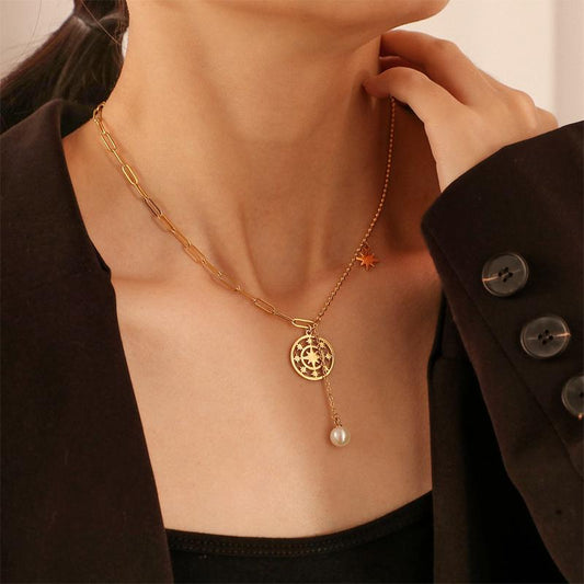 Compass Pearl Pendant