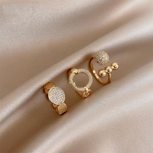 Mila Gold Crystal Ring Set