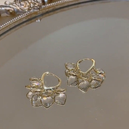 Heart Shaker CZ Hoop Earrings